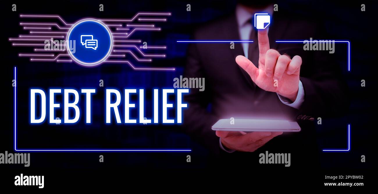 Text caption presenting Debt Relief, Business showcase partial or total remission of it
