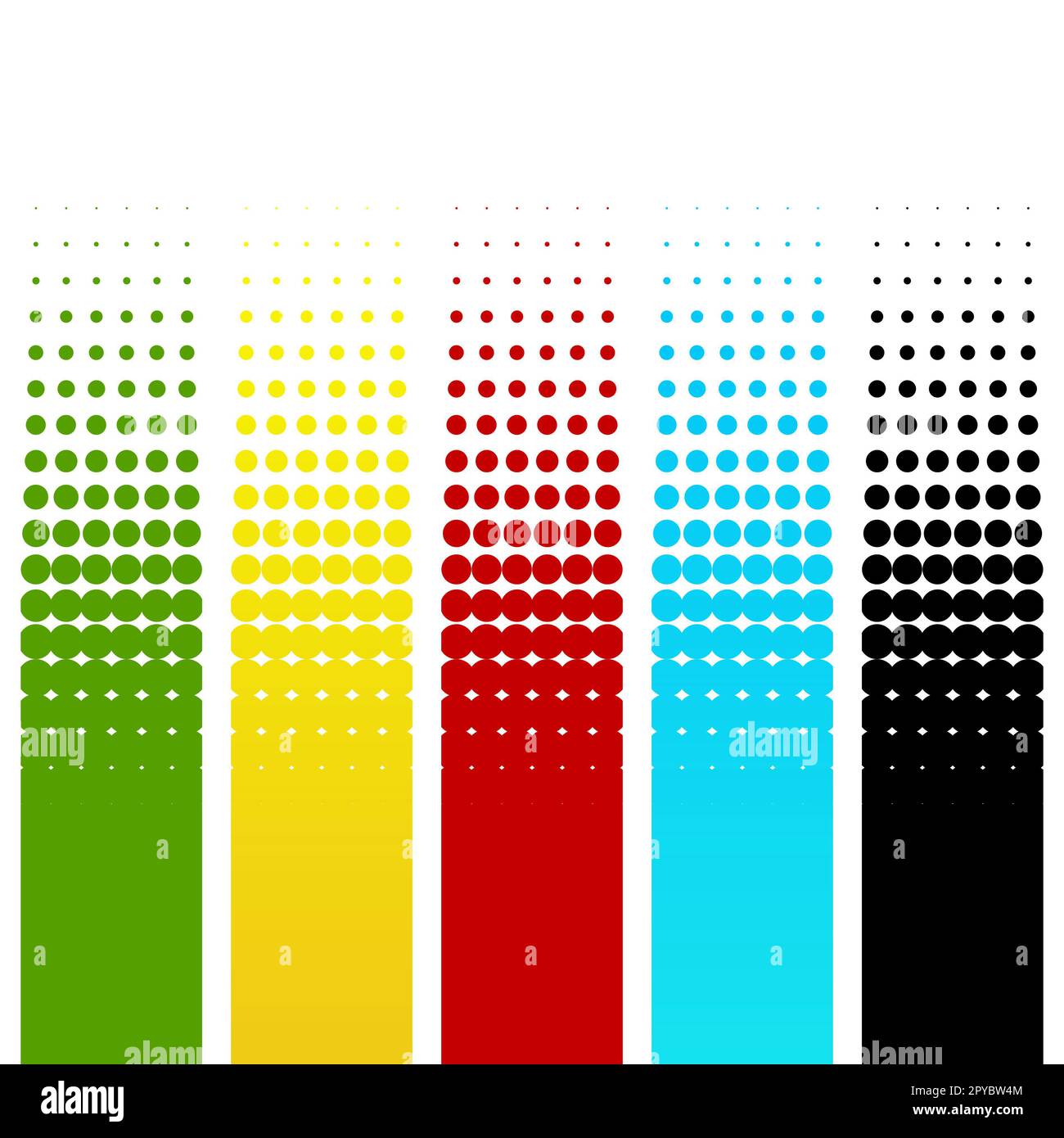 Five gradient banner with color transition green, yellow, red, blue and ...
