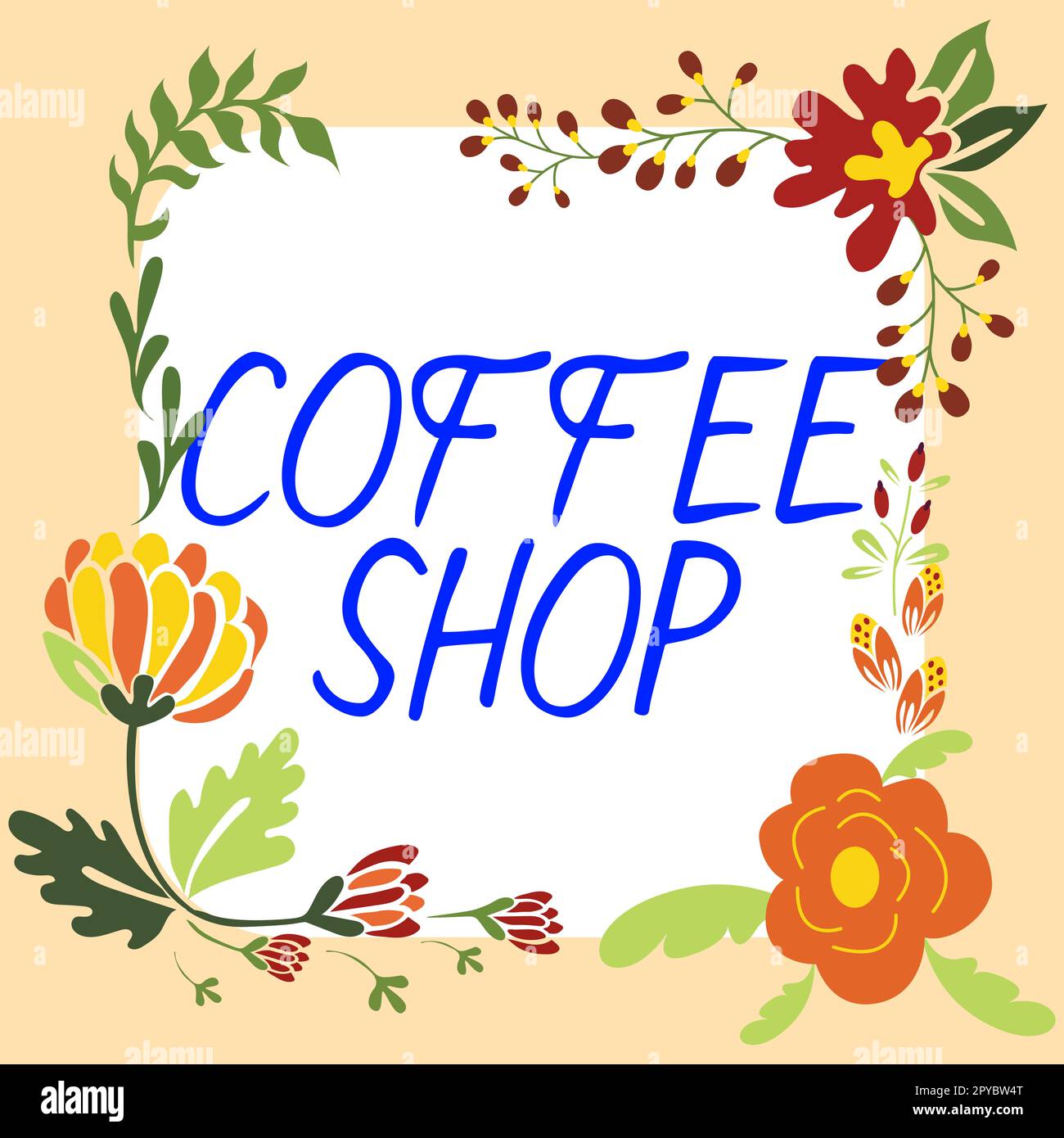 Writing displaying text Coffee Shop. Word for small informal restaurant serving coffee and light refreshments Stock Photo