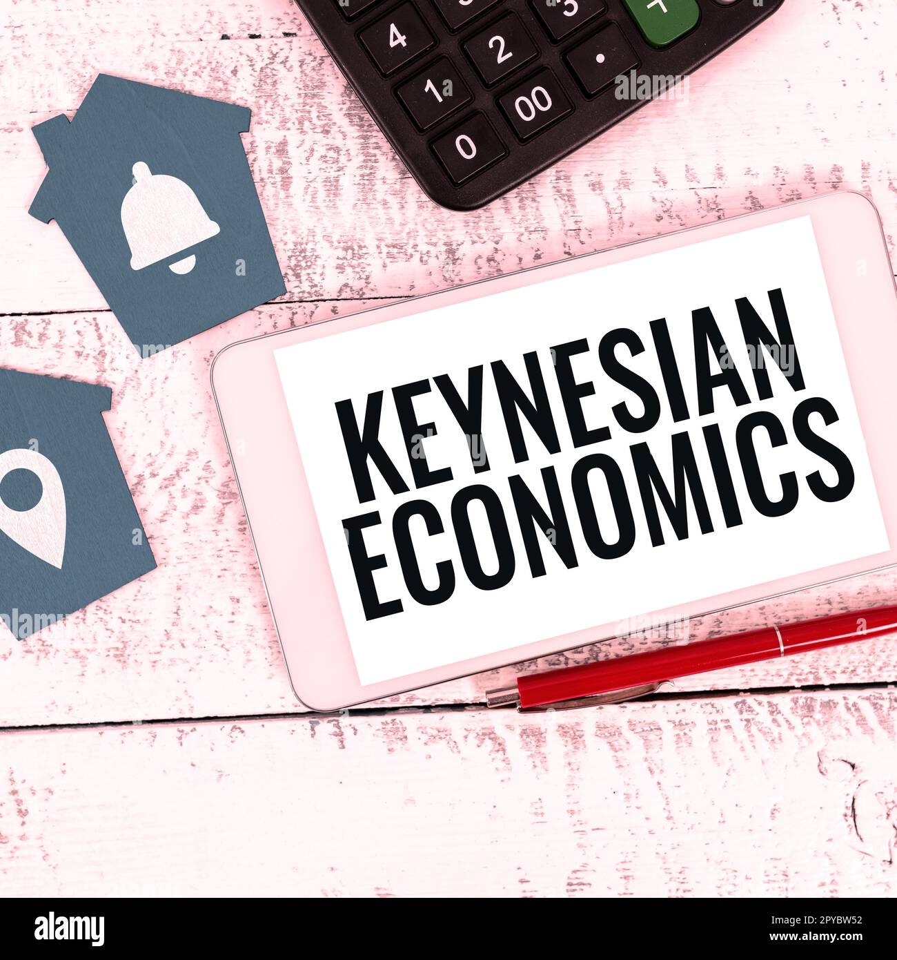 Handwriting text Keynesian Economics. Business concept monetary and fiscal programs by government to increase employment Stock Photo