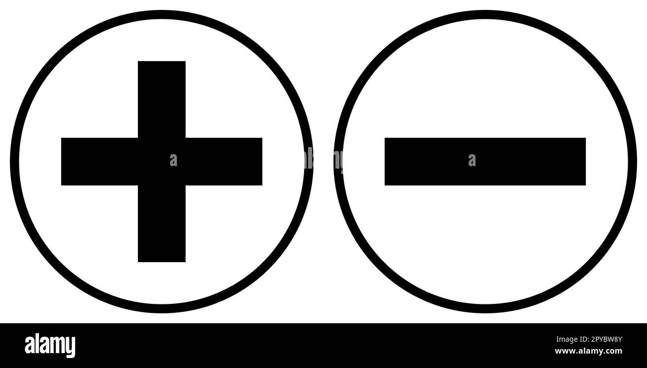 Plus and Minus Icons in black circles Stock Photo - Alamy