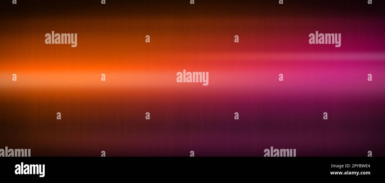 Colorful shiny brushed metal. Gradient from orange to pink. Banner background texture Stock Photo