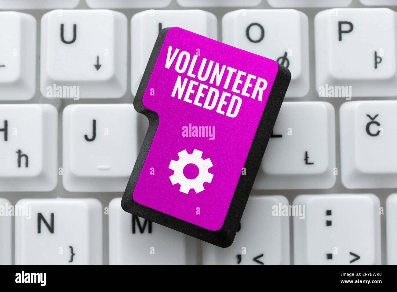 Sign displaying Volunteer Needed. Conceptual photo Looking for helper to do task without pay or compensation Stock Photo