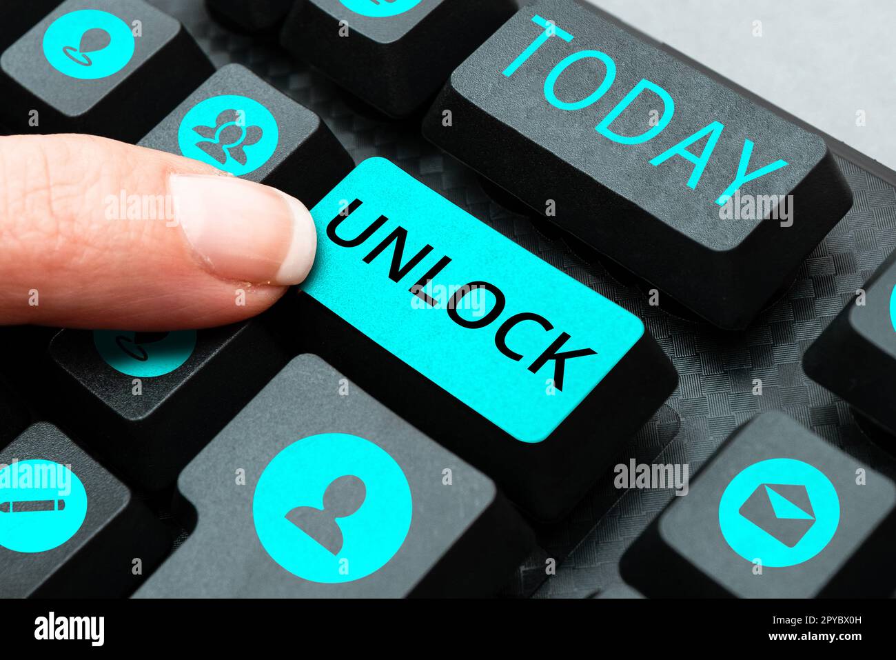 Conceptual caption Unlock. Word for use password or other authentication to access full functionality Stock Photo