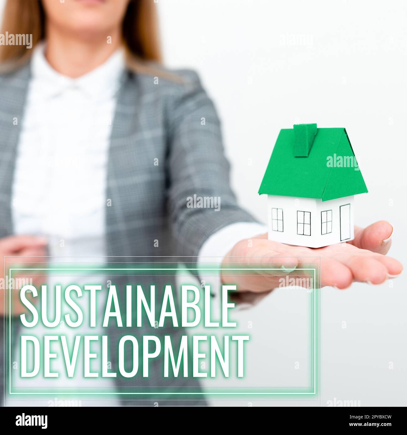 Text caption presenting Sustainable Development. Word Written on the ability to be sustained, supported, upheld, or confirmed Stock Photo