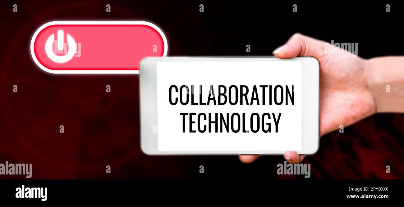 Sign displaying Collaboration Technology. Word for joint efforts work groups to accomplish task Stock Photo