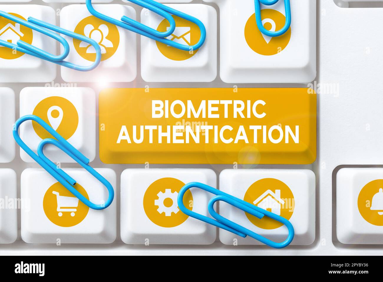 Conceptual caption Biometric Authentication. Concept meaning identity verification involves biological input Stock Photo