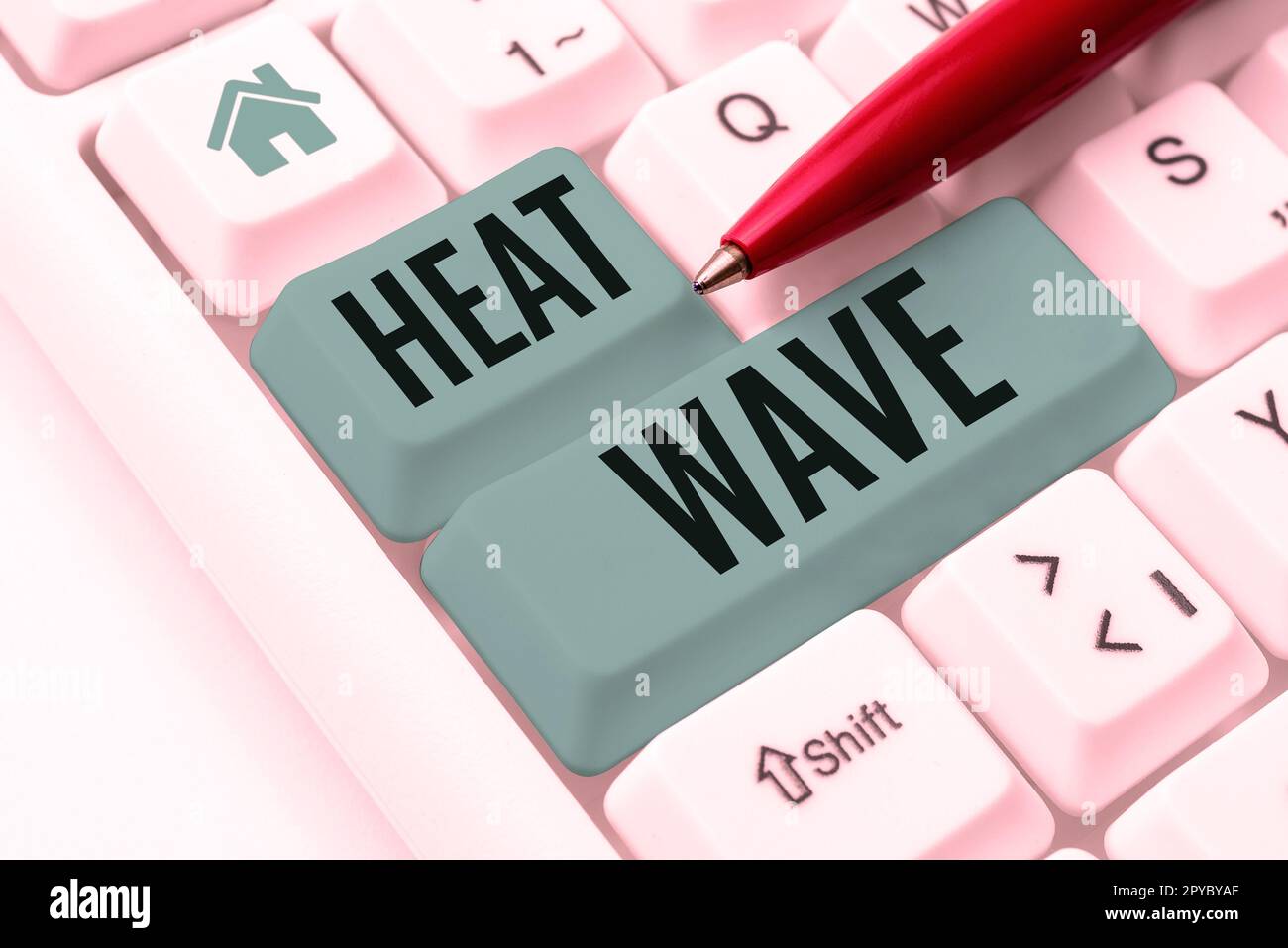 Hand writing sign Heat Wave. Business concept a prolonged period of abnormally hot weather Stock Photo