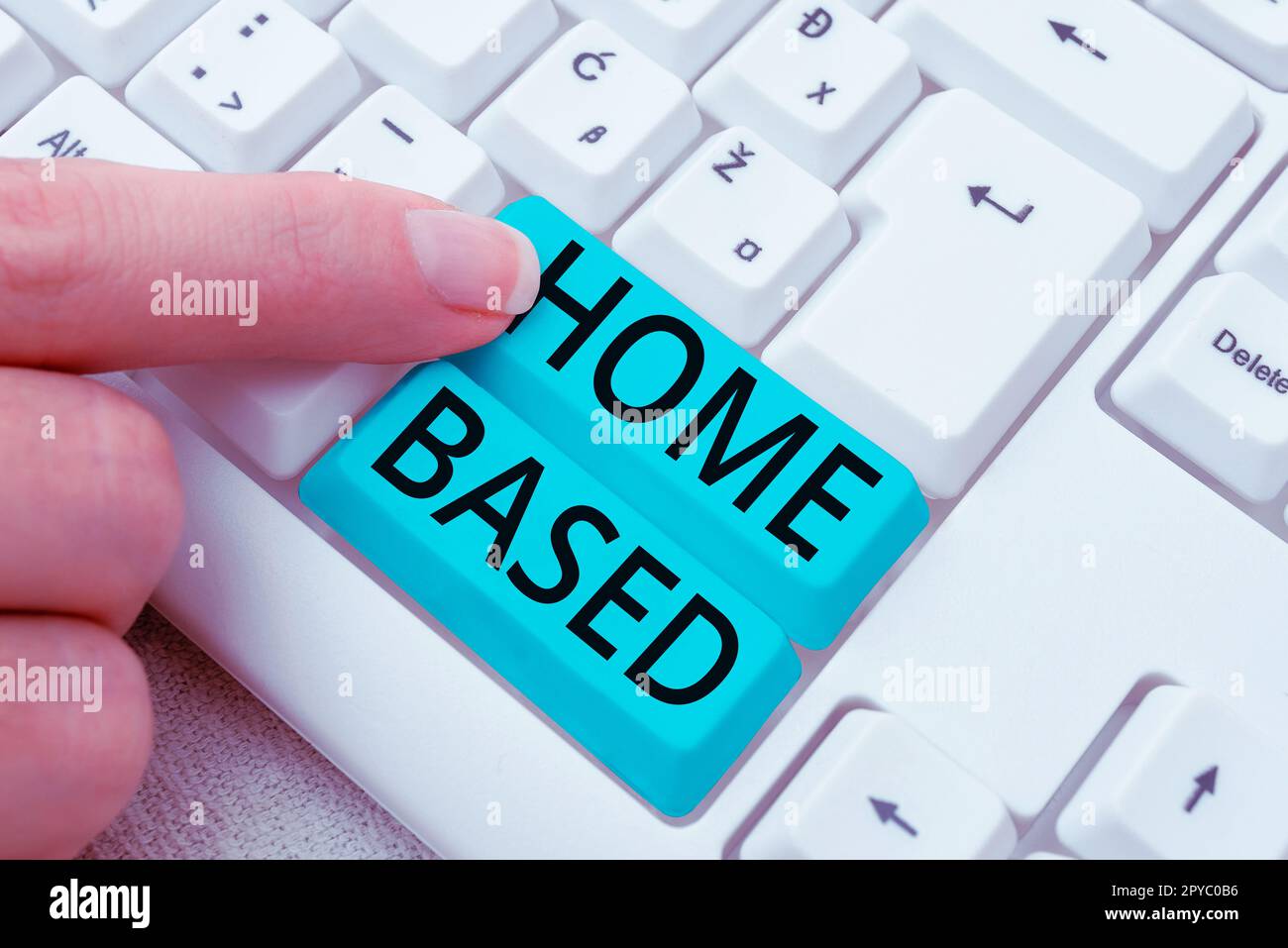 Text sign showing Home Based. Business idea banking transactions are performed directly by telephone Stock Photo