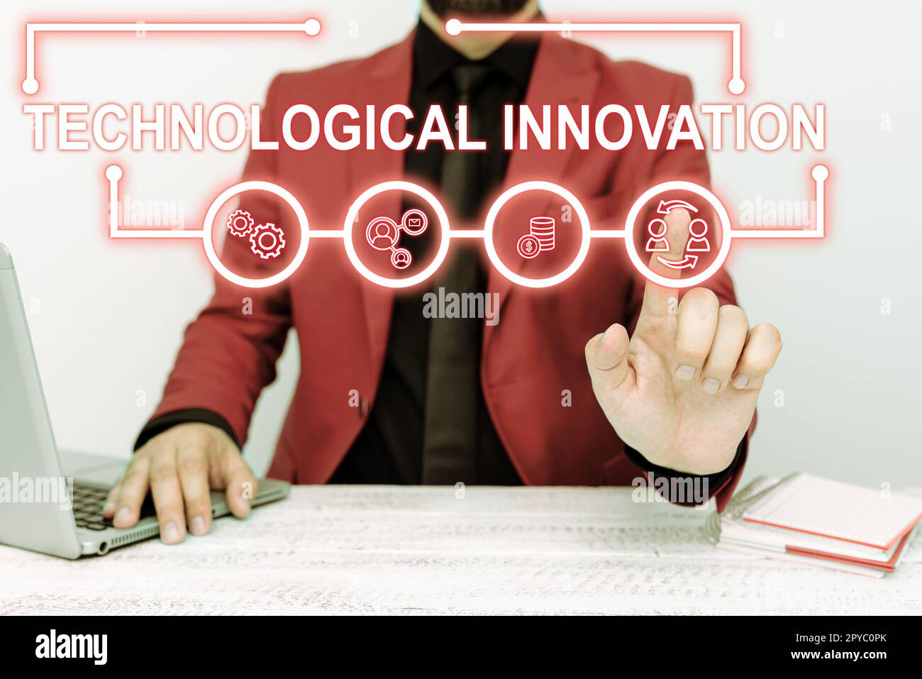 Writing displaying text Technological Innovation. Business idea New Invention from technical Knowledge of Product Stock Photo