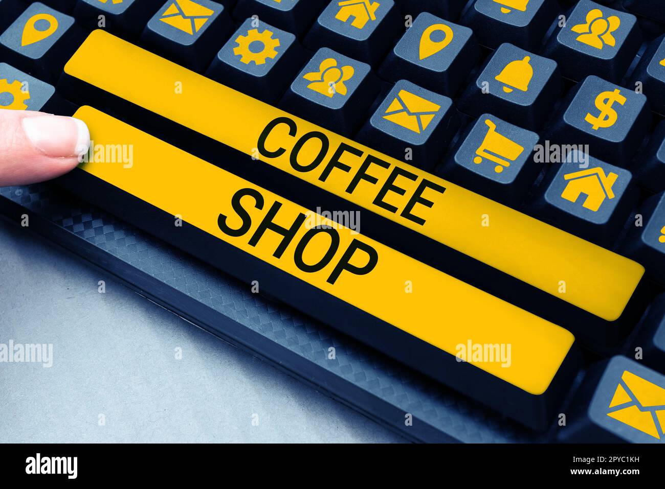 Writing displaying text Coffee Shop. Internet Concept small informal restaurant serving coffee and light refreshments Stock Photo
