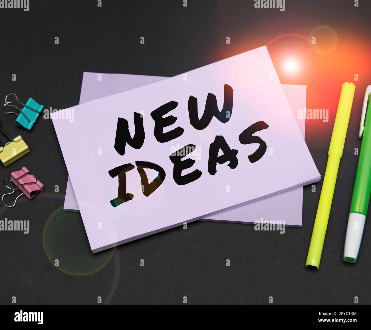 Text sign showing New Ideas. Word for something original or fresh and more effective innovation Stock Photo