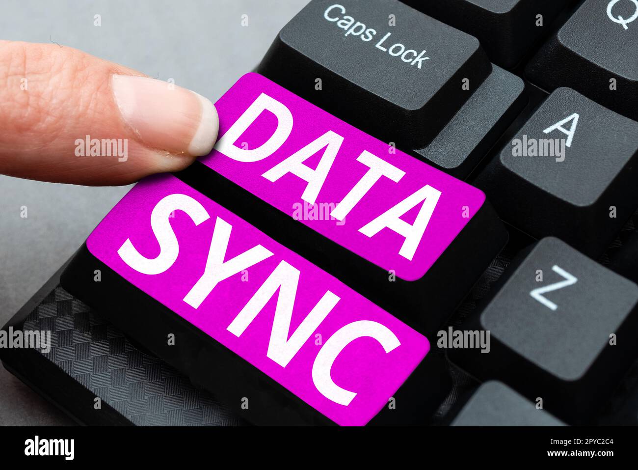 Hand Writing Sign Data Sync Word For Data That Is Continuously