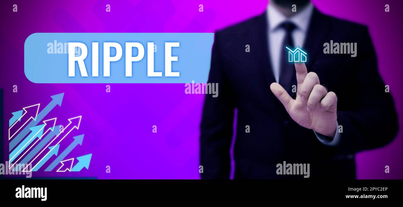 Text sign showing Ripple. Business approach small wave or series of them surface of water caused slight breeze Stock Photo