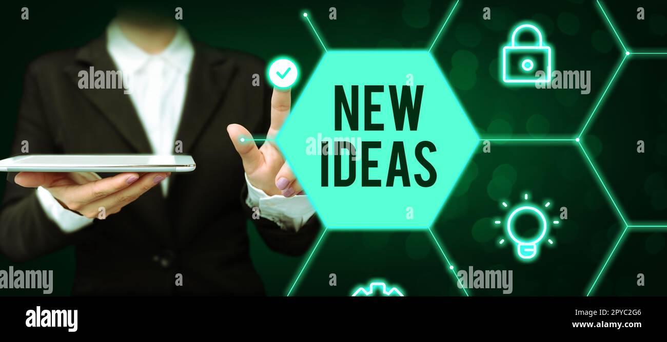 Sign displaying New Ideas. Business approach something original or fresh and more effective innovation Stock Photo