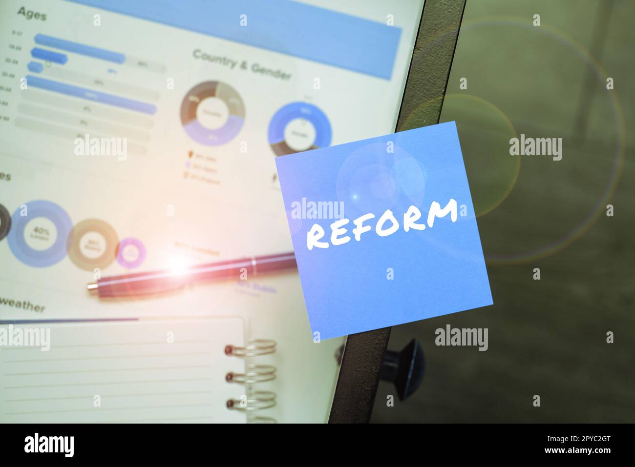 Sign displaying Reform. Business concept to amend or improve by change of forms or removal of faults Stock Photo