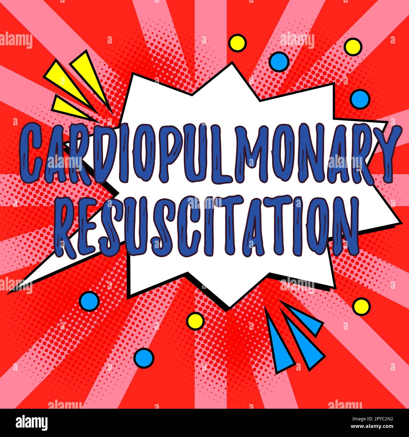 Text showing inspiration Cardiopulmonary Resuscitation. Word for repeated cycles compression chest respiration Stock Photo