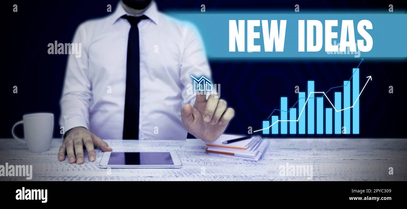 Writing displaying text New Ideas. Business concept something original or fresh and more effective innovation Stock Photo