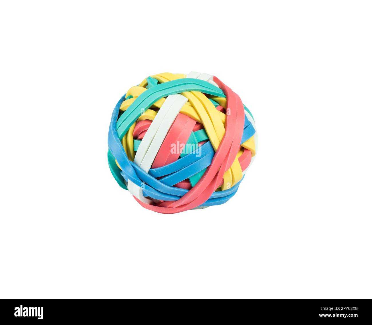 Isolated rubber band ball of colored elastic Stock Photo