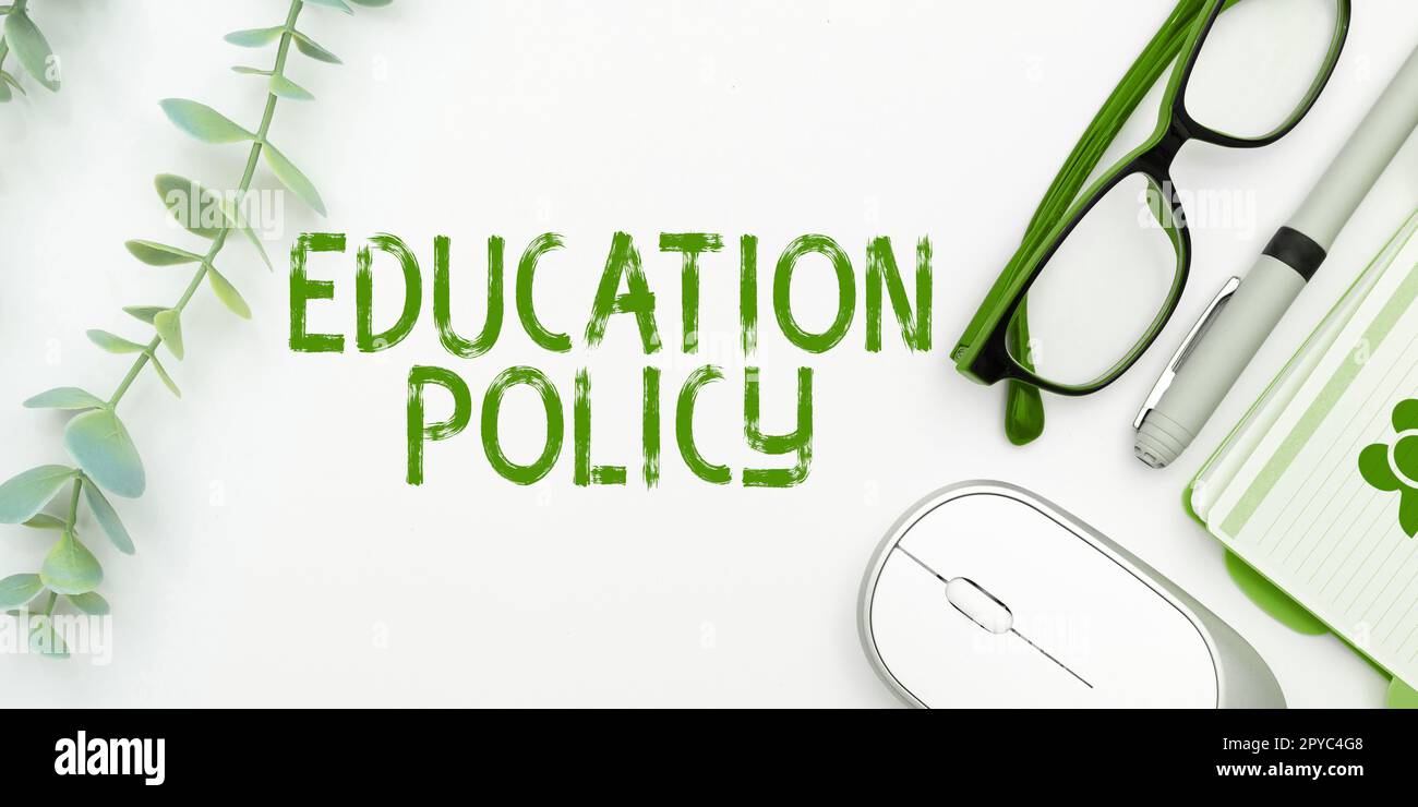 Hand writing sign Education Policy. Word for field of study that deals ...