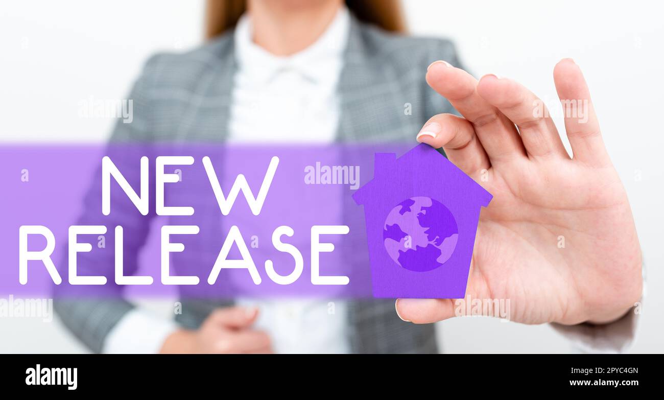 Conceptual display New Release. Word for announcing something newsworthy recent product in the market Stock Photo