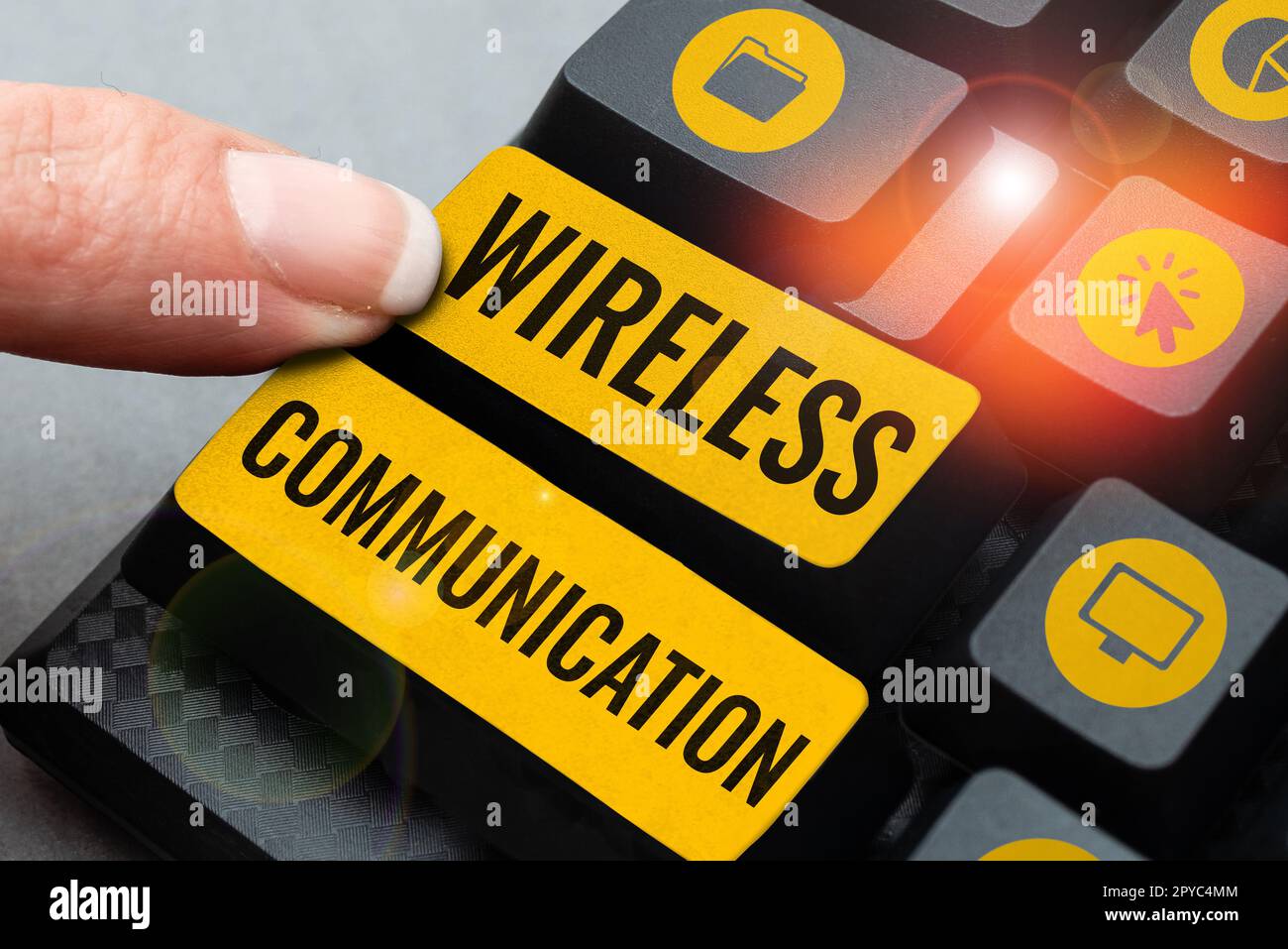 Hand writing sign Wireless Communication. Business showcase methods of
