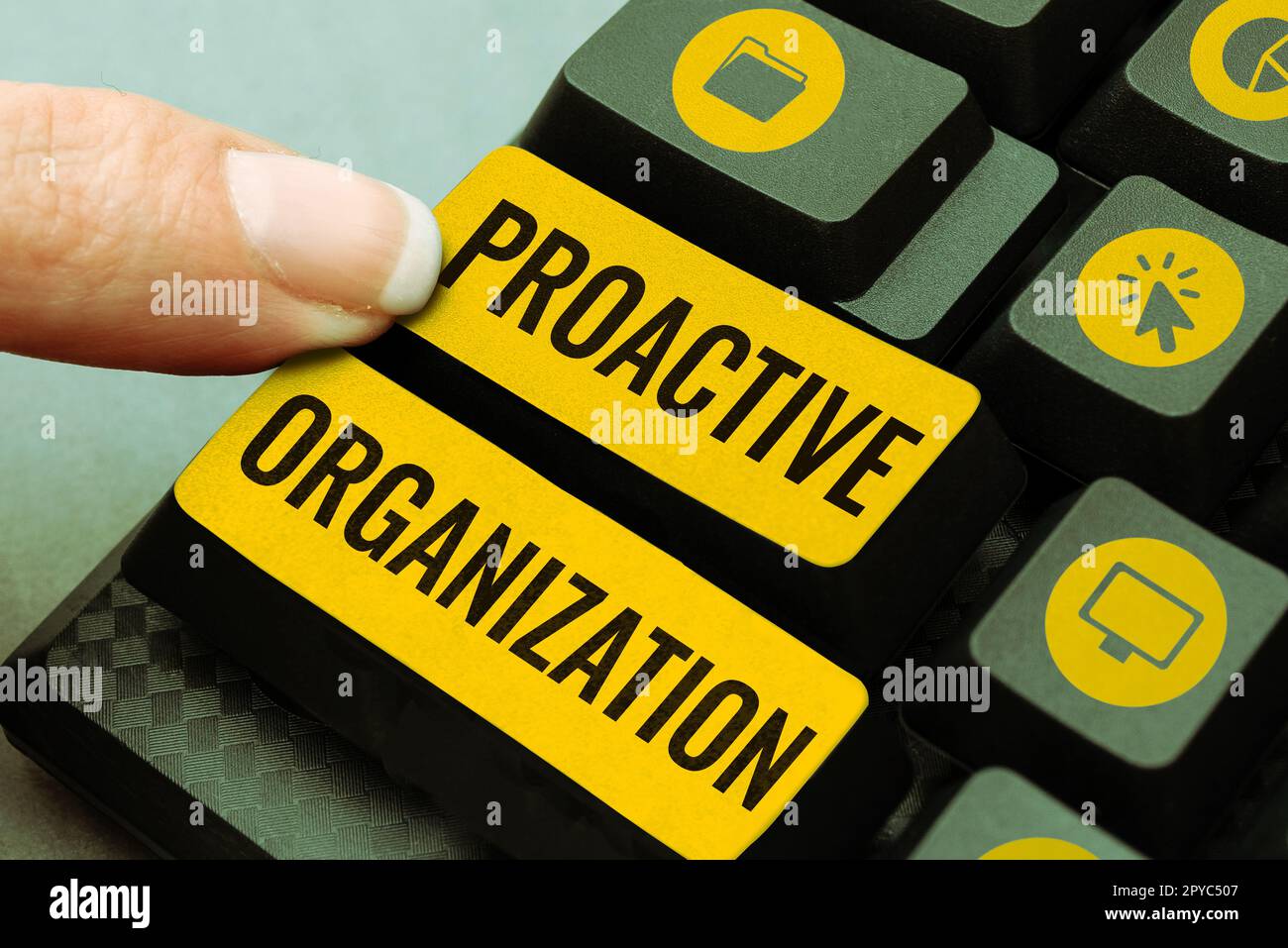Inspiration showing sign Proactive Organization. Business showcase action and result oriented behavior of a company Stock Photo