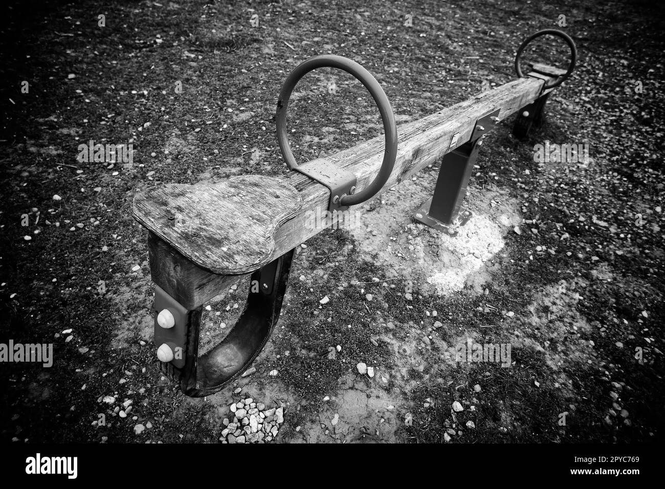 Red swing in garden Black and White Stock Photos & Images - Alamy