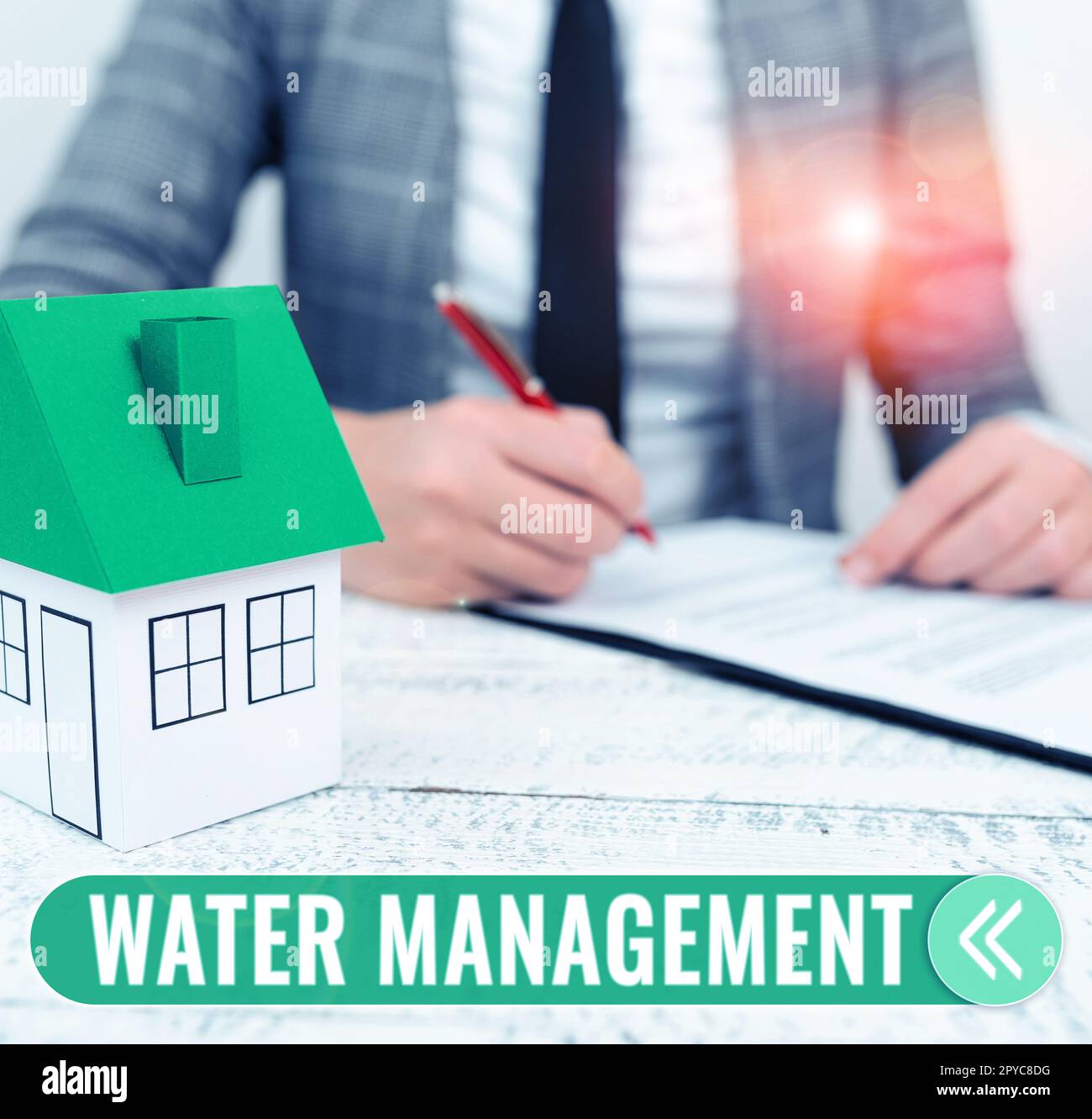 Text caption presenting Water Management. Word Written on optimum use ...