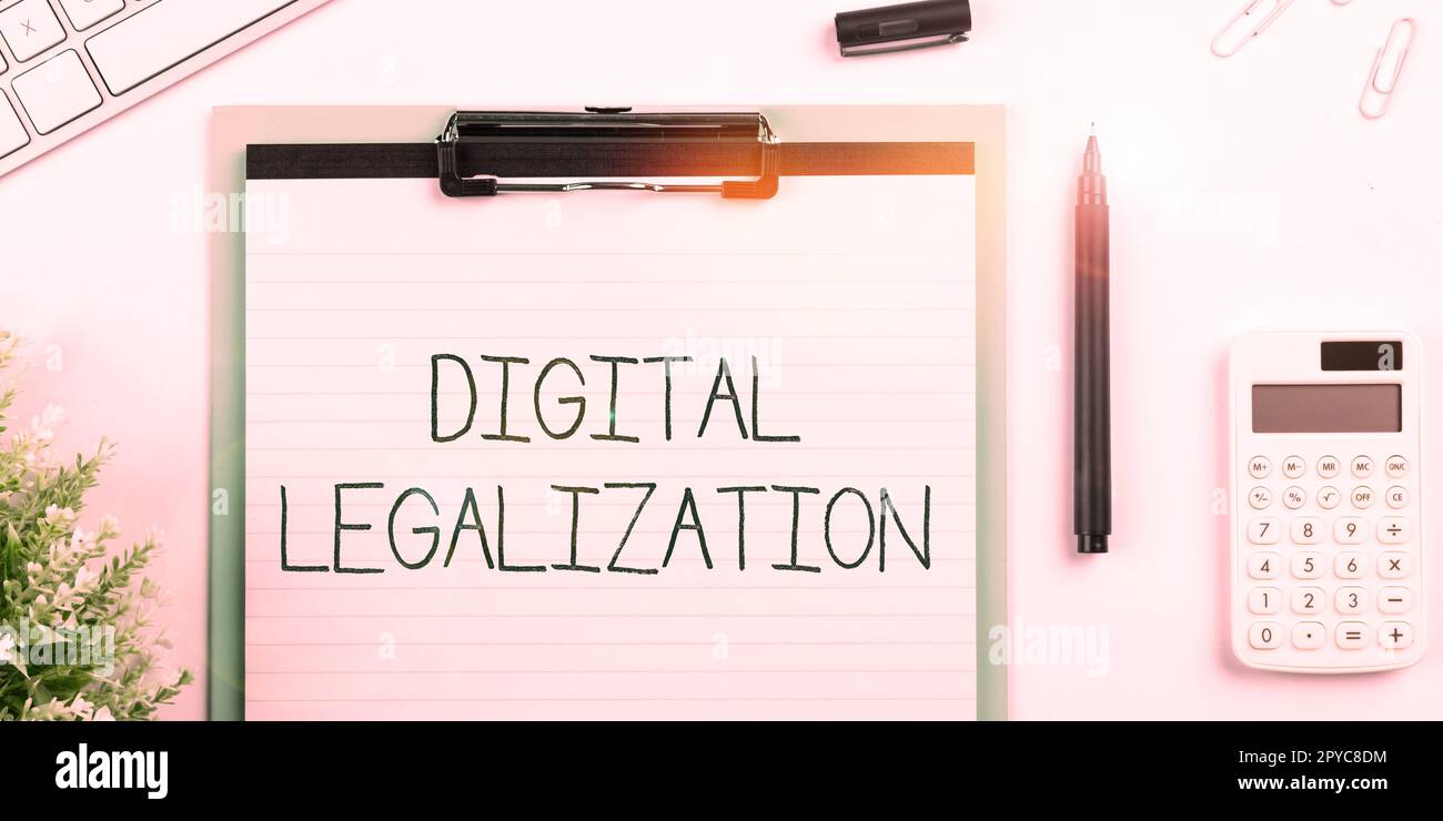 Conceptual display Digital Legalization. Word for accompanied by technology or by instructional practice Stock Photo