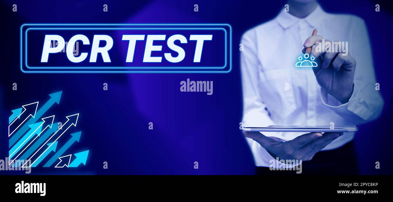 Text sign showing Pcr Test. Business idea qualitative detection of viral genome within the short seqeunce of DNA Stock Photo