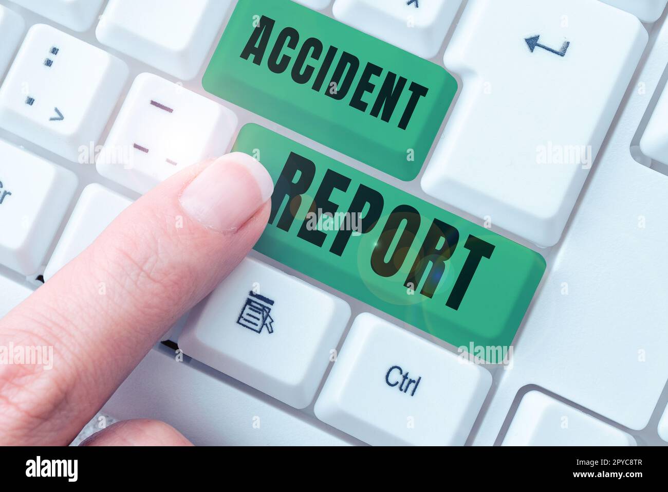 Sign displaying Accident Report. Concept meaning A form that is filled out record details of an unusual event Stock Photo