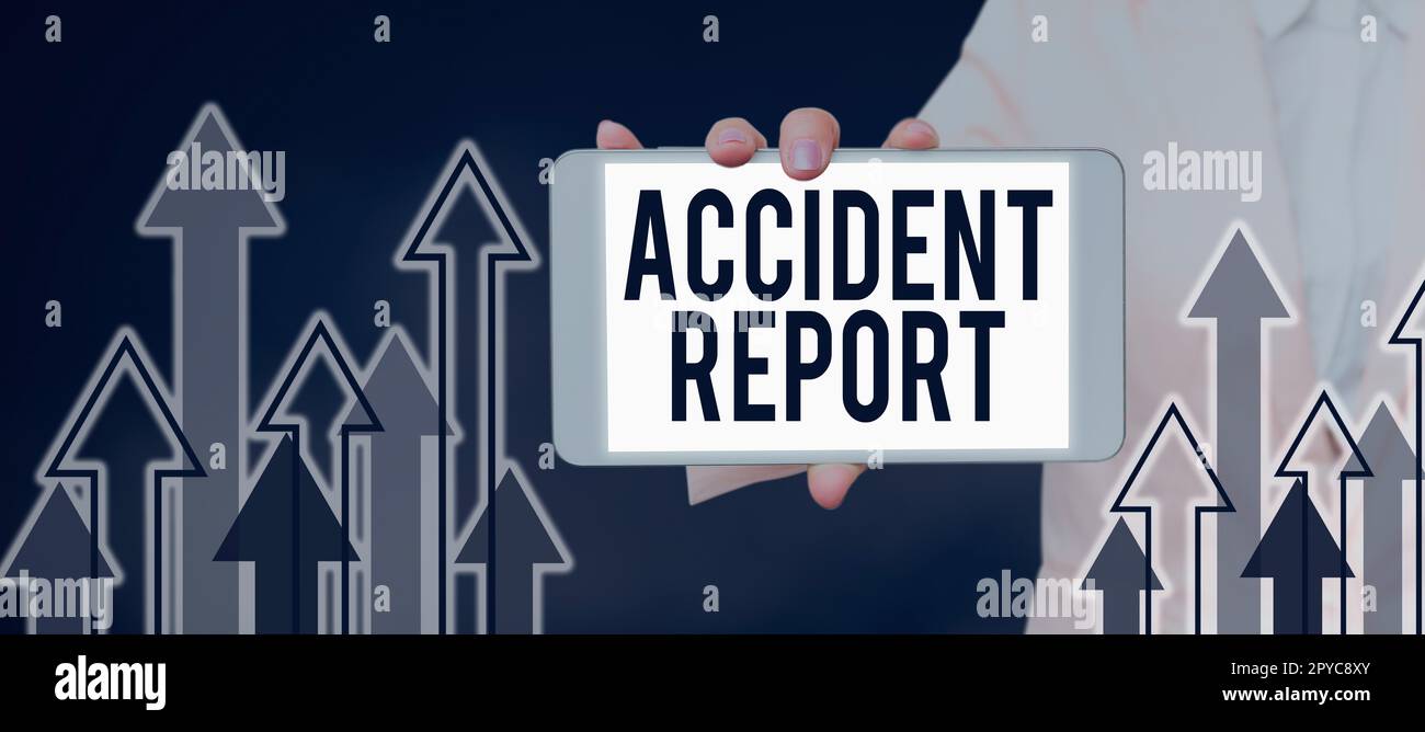 Text caption presenting Accident Report. Business showcase A form that is filled out record details of an unusual event Stock Photo