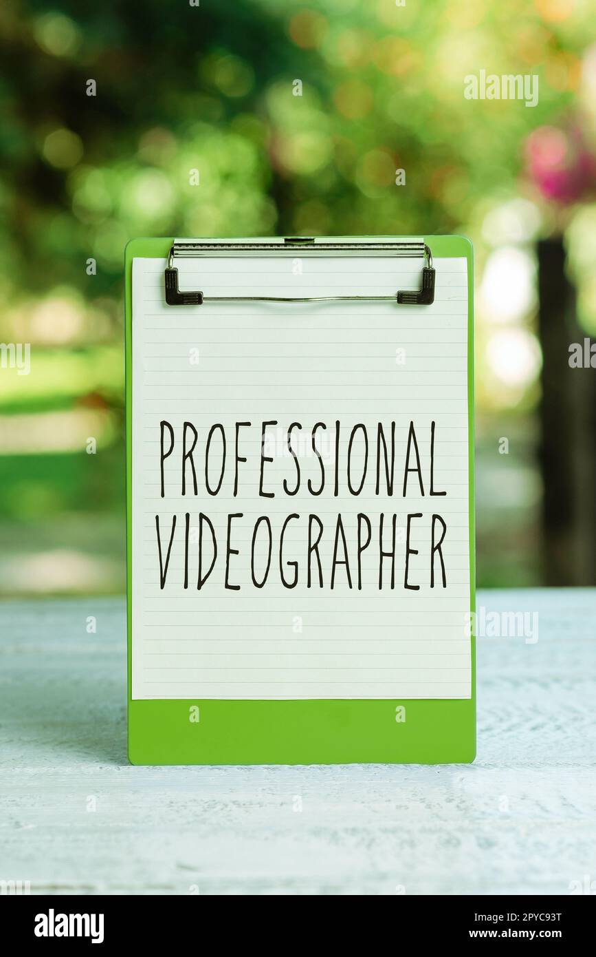 Handwriting text Professional Videographer. Business overview Filmmaking Images digitally recorded by an expert Stock Photo