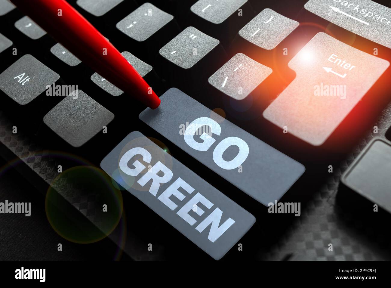 Text sign showing Go Green. Internet Concept making more environmentally friendly decisions as reduce recycle Stock Photo
