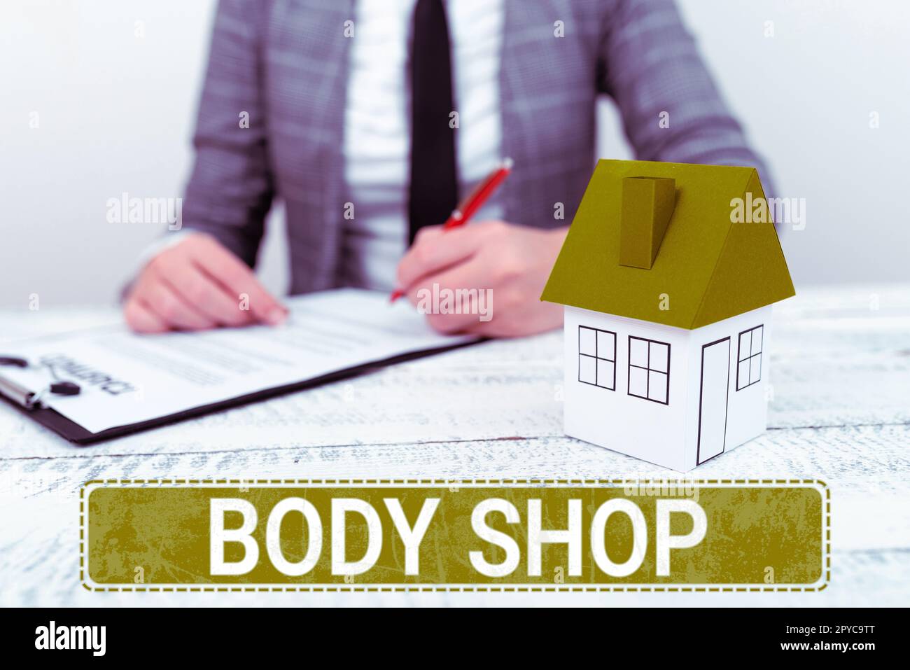 Inspiration showing sign Body Shop. Business approach a shop where automotive bodies are made or repaired Stock Photo