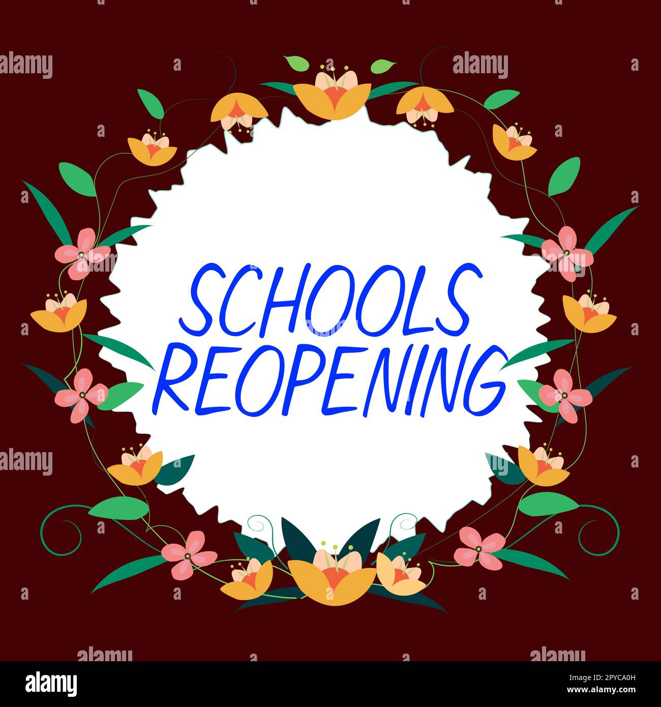 Conceptual caption Schools Reopening. Word for classes are over for the time being End of the school day Stock Photo