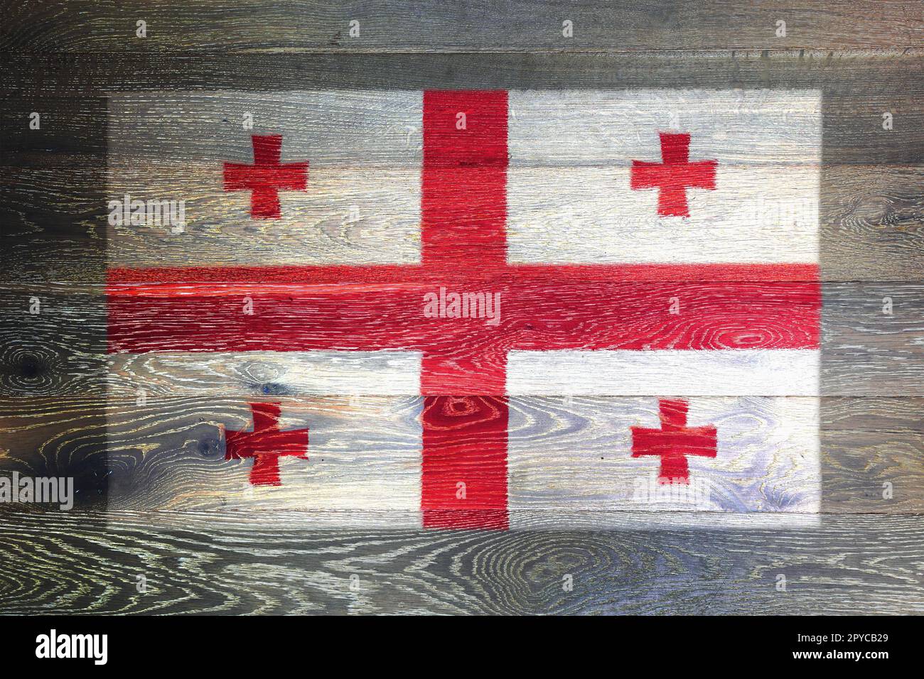 Georgia republic flag on rustic old wood surface background Stock Photo ...