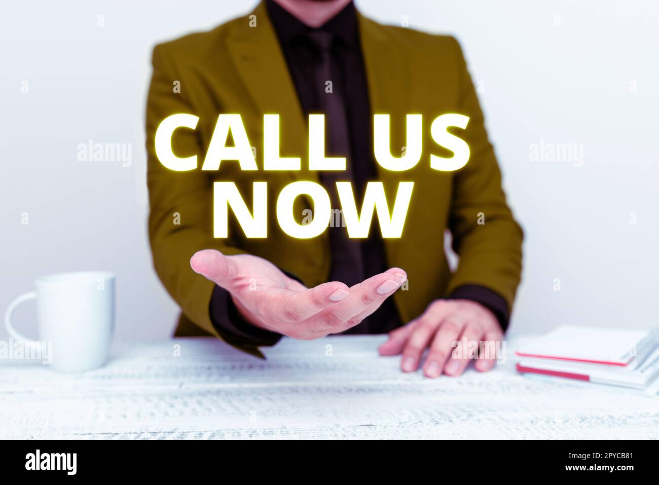 Writing displaying text Call Us Now. Business showcase Communicate by telephone to contact help desk support assistance Stock Photo