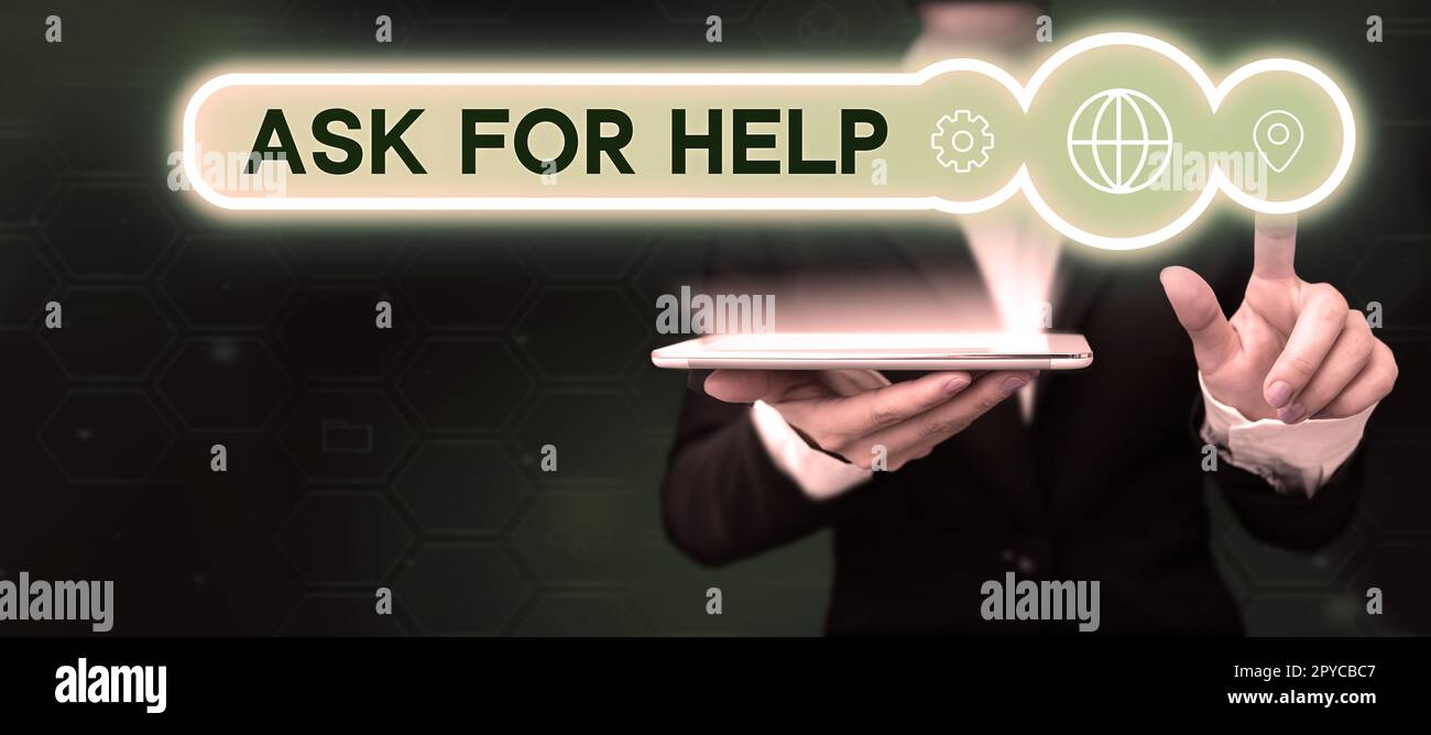 Handwriting text Ask For Help. Concept meaning Request to support assistance needed Professional advice Stock Photo
