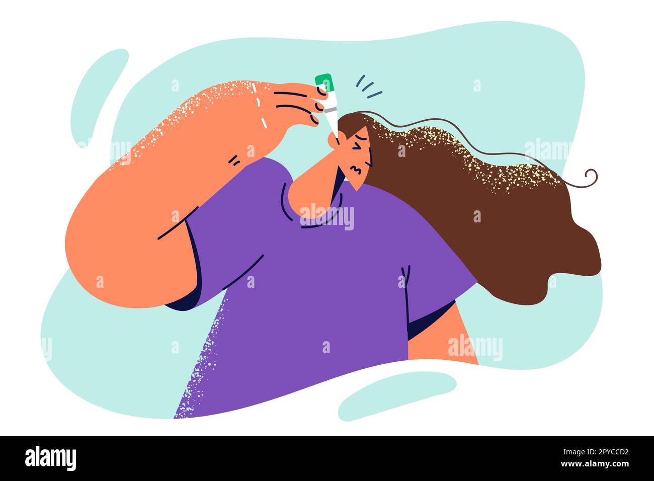 Unhealthy woman uses ears drops after being infected with dangerous