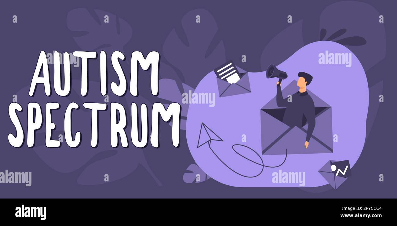 Conceptual caption Autism Spectrum. Word for impairments in the ability to communicate and socialize Stock Photo