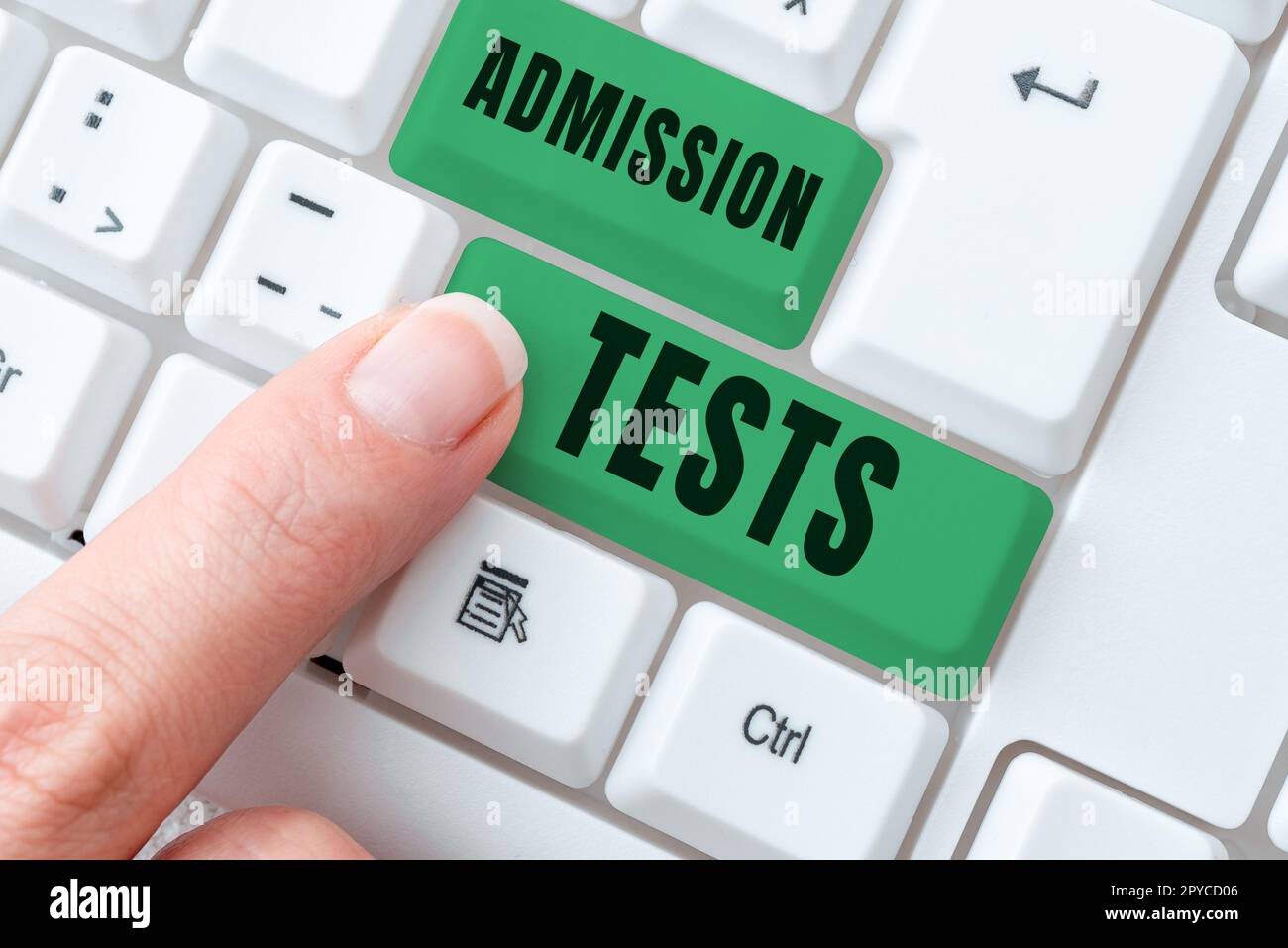 Text sign showing Admission Tests. Word for an exam that you take to be accepted into a school Stock Photo