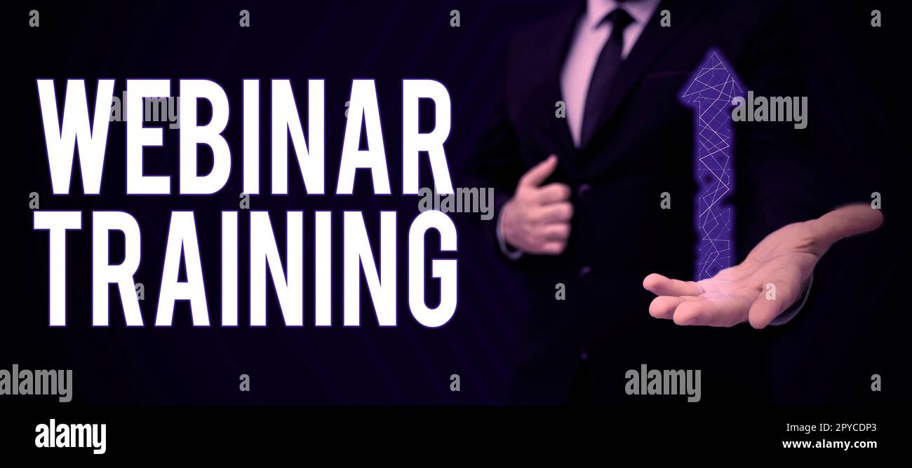 Conceptual display Webinar Training. Concept meaning a training or seminar that takes place on the Internet Stock Photo