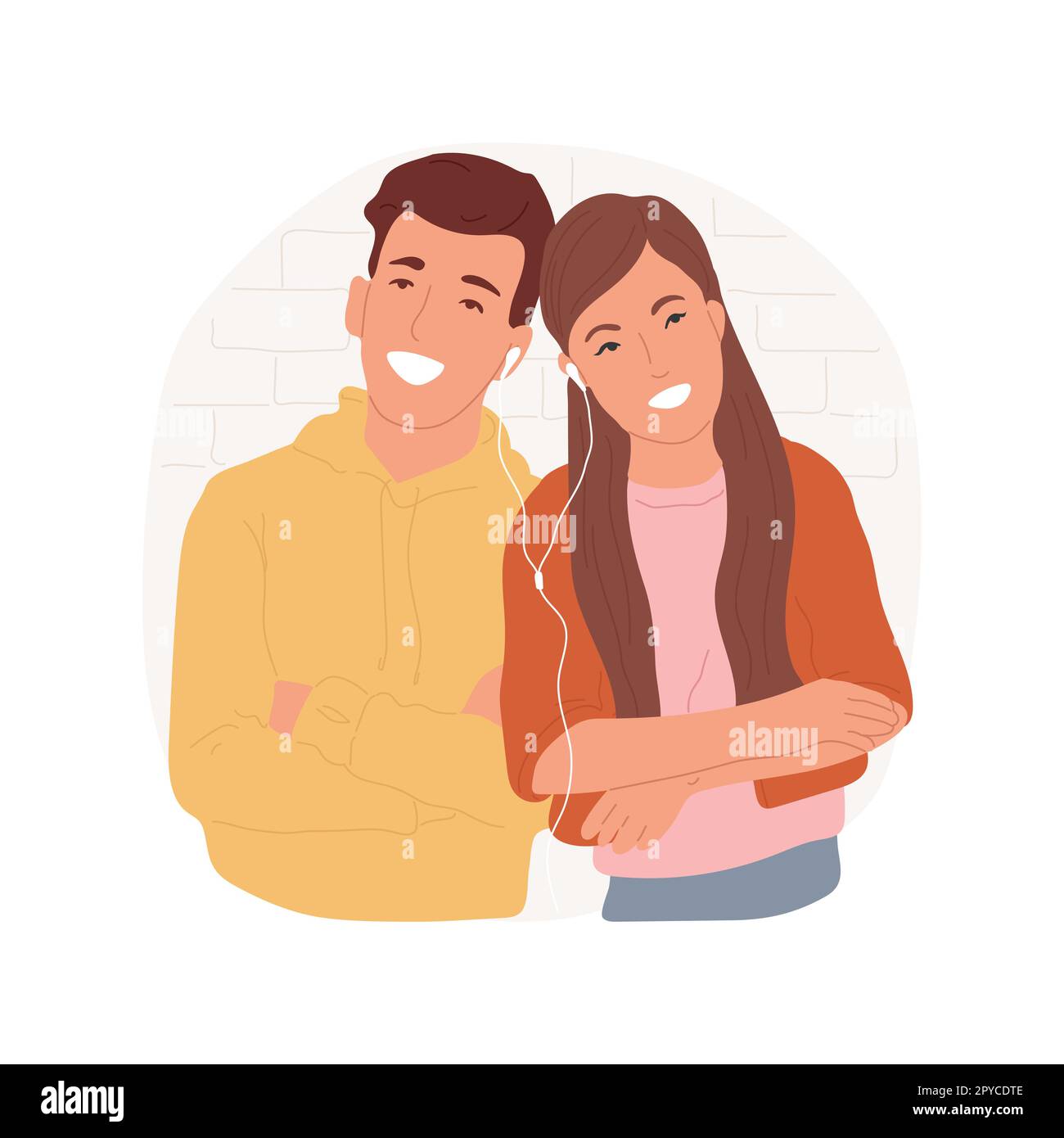Vector man and woman couple in a romantic relationship, first love