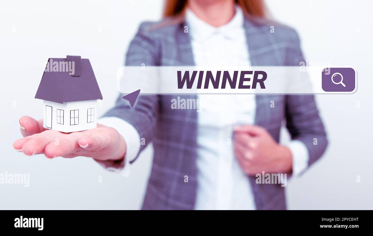 Text sign showing Winner. Business concept Winning as 1st place or the ...