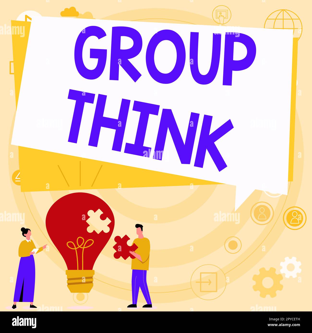 Sign displaying Group Think. Internet Concept gather either formally or ...
