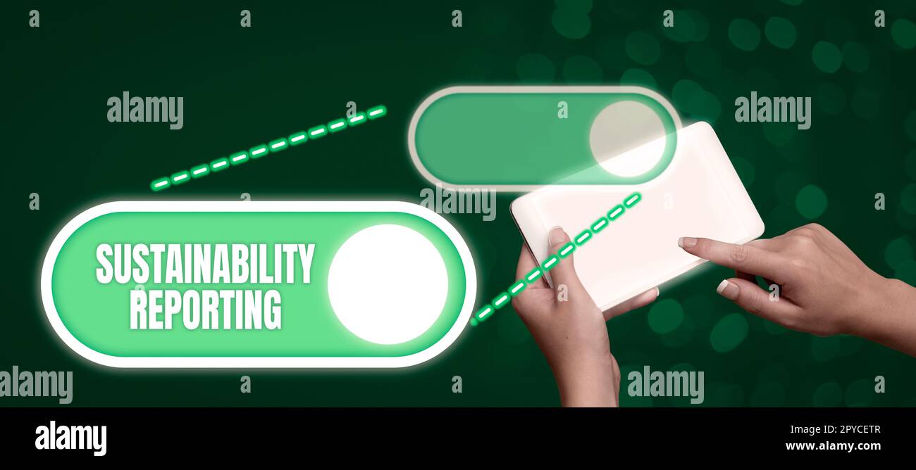 Text sign showing Sustainability Reporting. Conceptual photo give ...