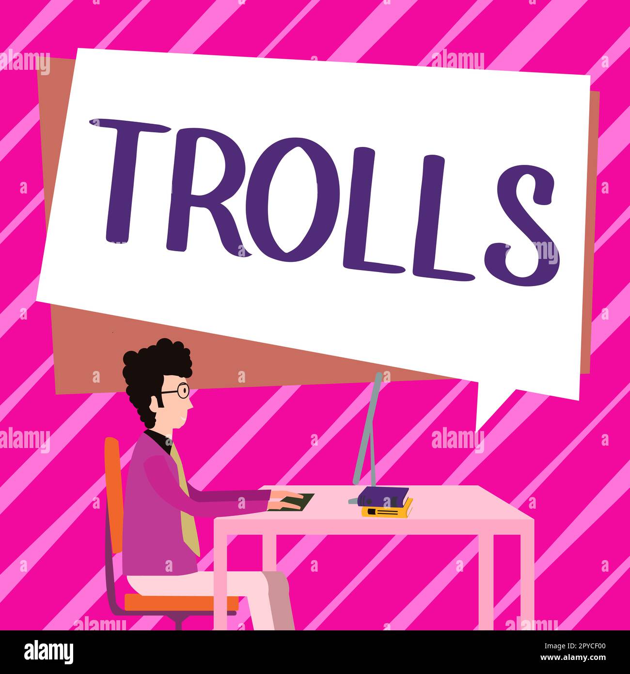 Sign displaying Trolls. Concept meaning Internet slang troll person who starts upsets people on Internet Stock Photo