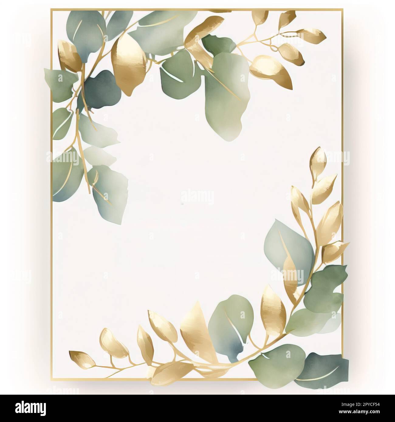Wedding card template with elegant greenery. Template card with ...